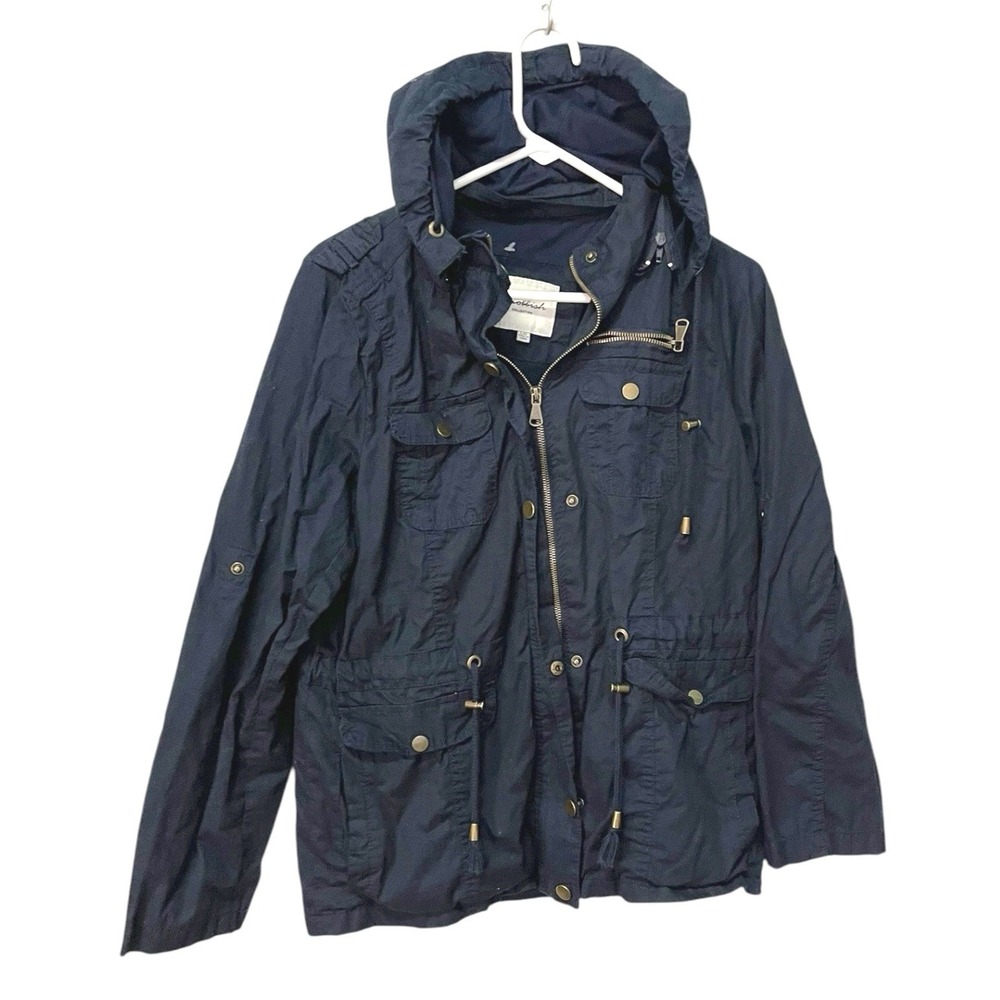 Snobbish Collection L Navy Utility Jacket Hooded Cargo Pockets Gorpcore Military